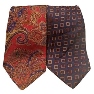 Dior Signature Elegant Paisley and Geometric Ties - Red and Blue